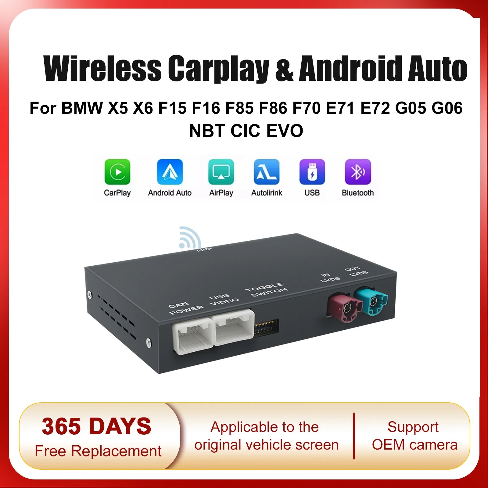 For BMW X5 X6 F15 F16 F85 F86 F70 E71 E72 G05 G06 NBT CIC EVO Wireless CarPlay support for | AUTOKITSHOP