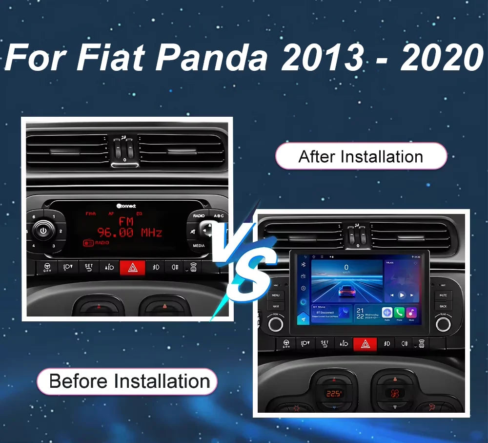 Android 16 Auto For Fiat Panda 2013-2020 Wireless CarPlay Car Radio GPS Navigation Multime