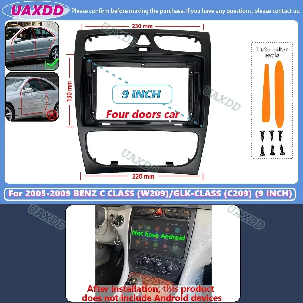 2 Din Car radio Android frame For 2005-2009 BENZ C CLASS W209 W203 GLK-CLASS C209 9INCH fa