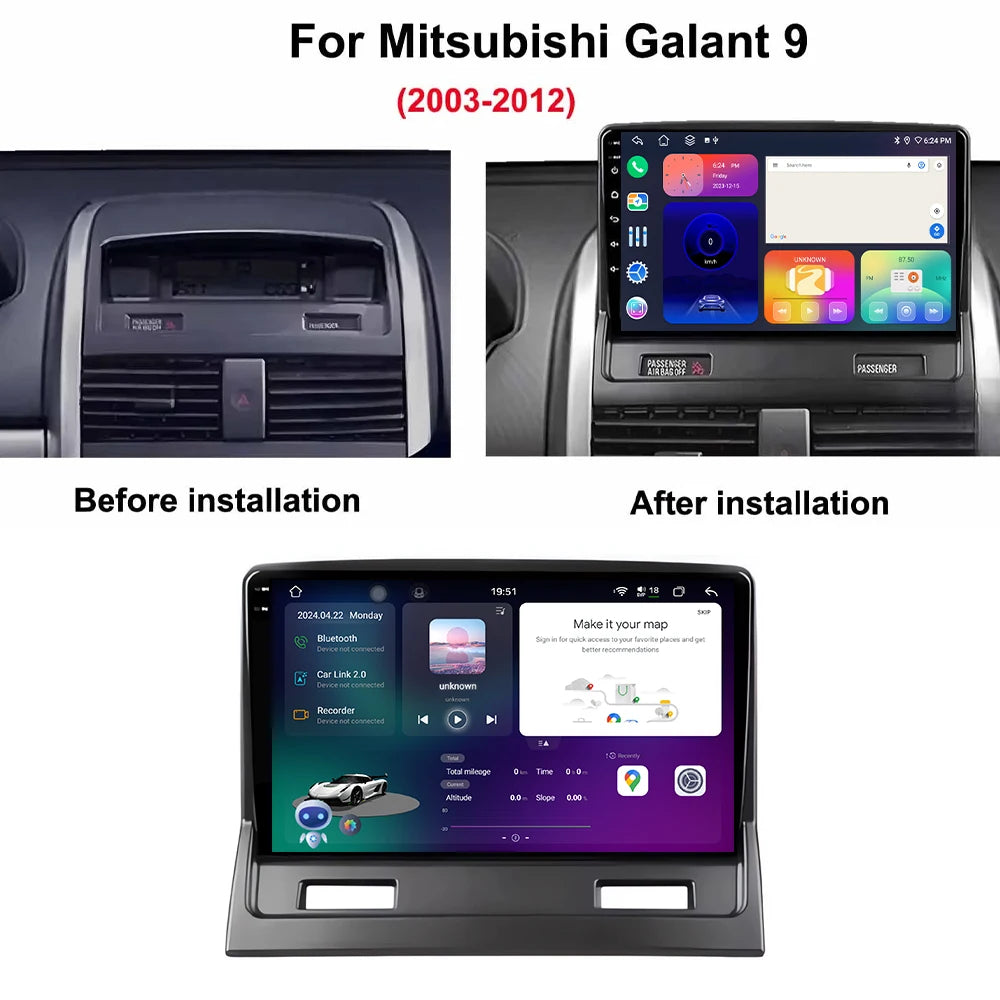 Android 16 For Mitsubishi Galant 9 2003 -2008 2009 2010 2011 2012 GPS Navi DSP 4G WIFI DLE