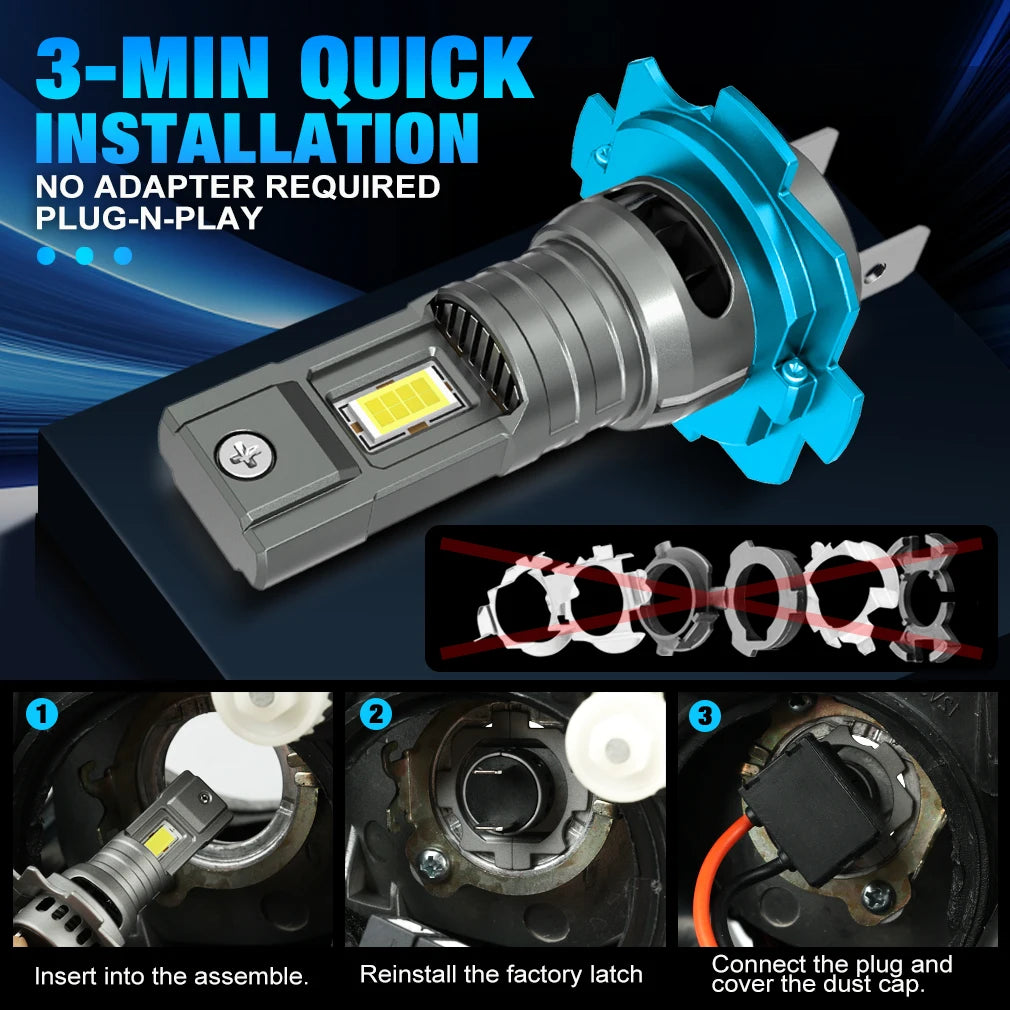 REDCAR H7 LED Light Canbus 100W 30000LM LED Headlight Bulbs 7530 CSP 6000K Turbo Light for