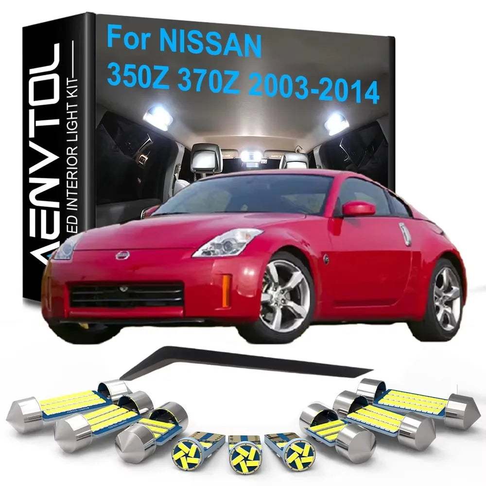 12-Piece LED Interior Light Kit for Nissan 350Z 370Z 2009-2014 - Canbus Dome Map Door Trunk Bulbs | AUTOKITSHOP
