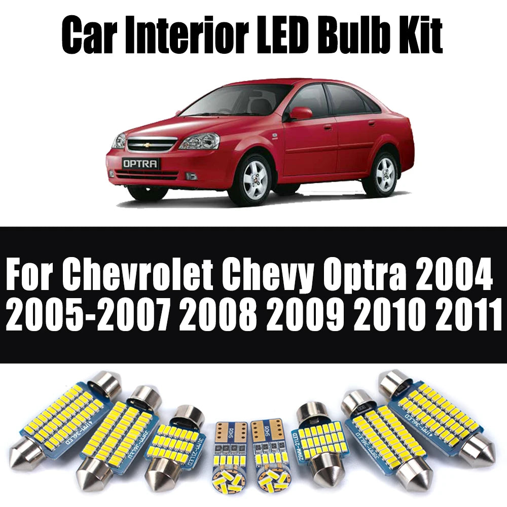 11-Piece LED Interior Light Kit for Chevrolet Chevy Optra 2004- 2008 - Canbus Dome Map Door Trunk Bulbs | AUTOKITSHOP