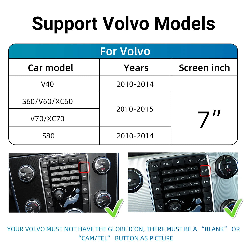 For Volvo XC60 XC70 S60 S80 V60 V70 V40 Wireless Carplay Android Auto Modulo AI Box Decode | AUTOKITSHOP