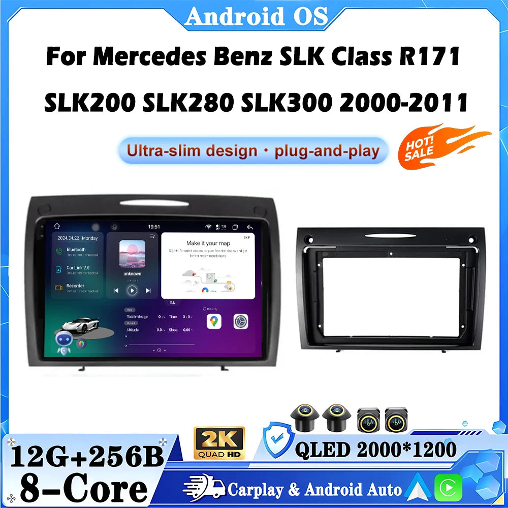 9 Inch Wireless Carplay For Mercedes Benz SLK Class SLK Class R171 2004-2011 Multimedia To