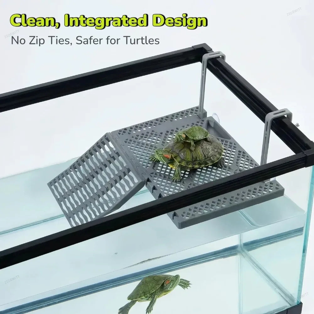 Turtle Tank Hanging Basking Platform Suction Mount Non‑Slip Ramp Rest Dock with Feeding Tray Aqu - Automotive LED Light