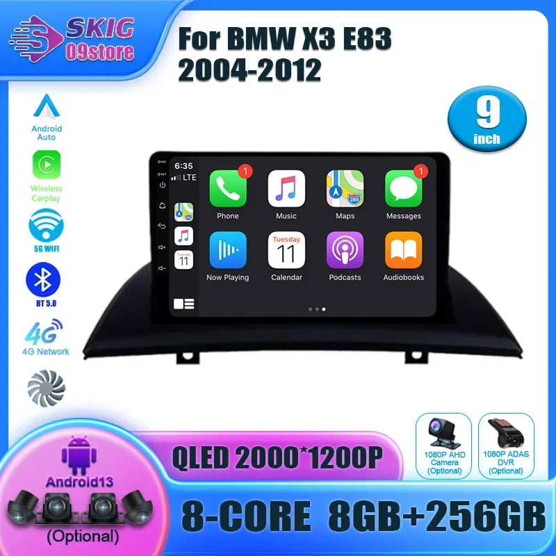 For BMW X3 E83 2003-2010 Wireless CarPlay Stereo Android Auto Central Multimedia Navigatio