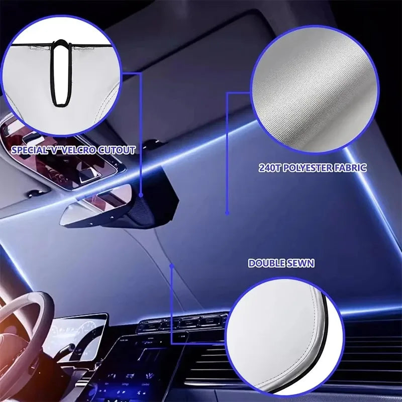 Folding Windscreen Visor Car Front Window Sunshade Cover Sun Shade Windshield New Summer Auto UV - Automotive LED Light