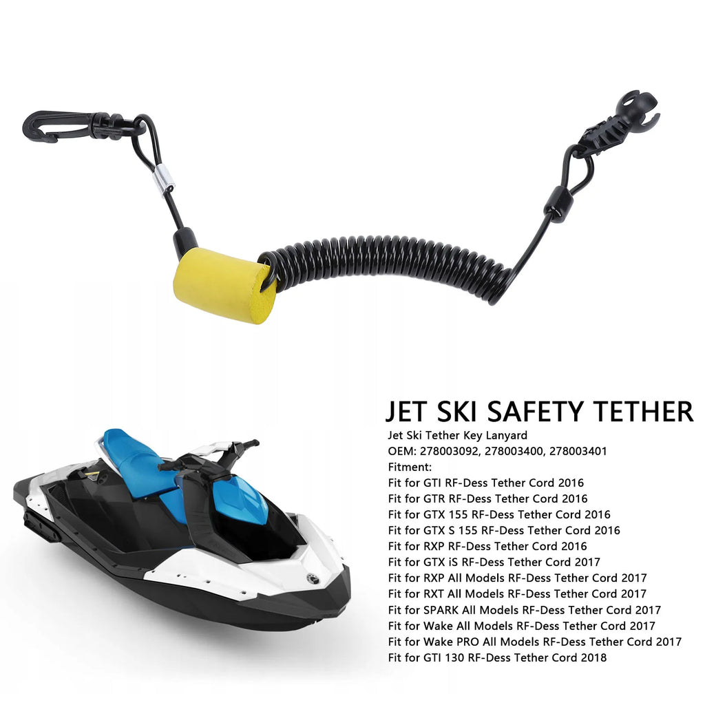 Jet Ski Tether Key Lanyard Elastic Rope 278003092 Anti Theft Learning Key Cord and Clip for Sea‑ - Automotive LED Light