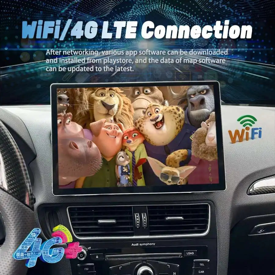 256GB Android 13 Screen Car Stereo For Audi Q5 2009-2016 WIFI 4G SIM Split Screen BT GPS N