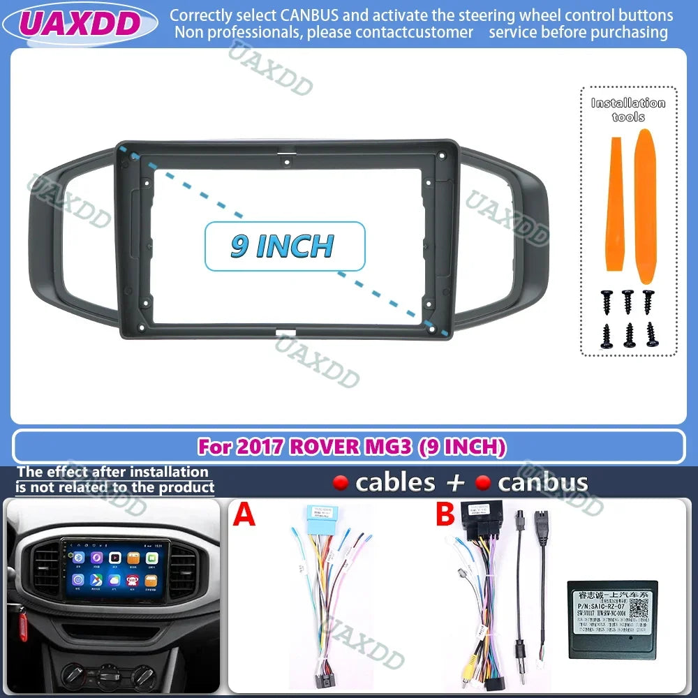 FOR 2017 ROVER MG3 9INCH 2 Din Car radio Android frame Kit panel Center fascia cable video