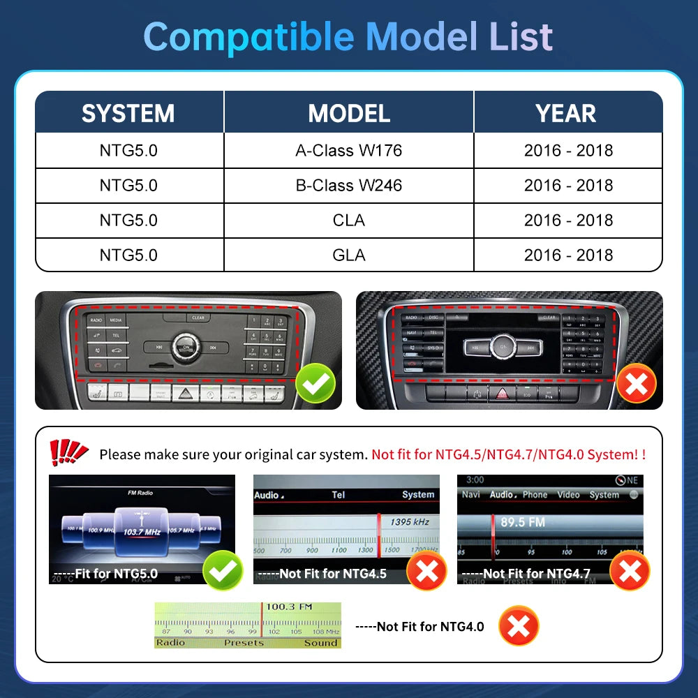 Road Top Wireless CarPlay Decoder for Mercedes Benz A B Class W176 W246 CLA GLA NTG5.0 201 | AUTOKITSHOP