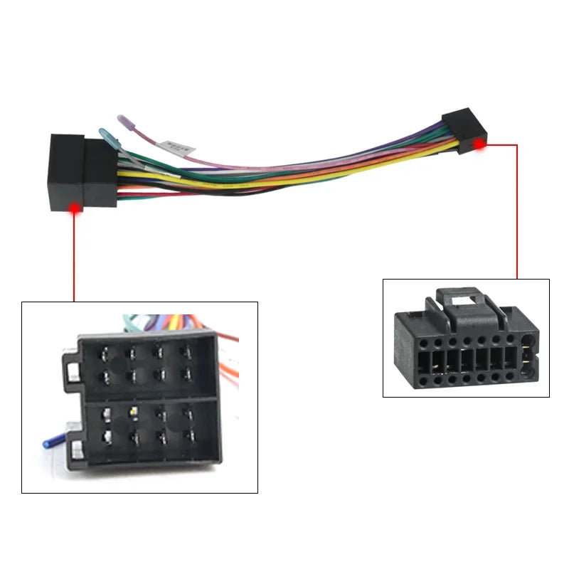 Universal Wiring Harness Female 16 Pin ISO Cable 1Pcs Auto Car Radio CD Player Adaptor Con