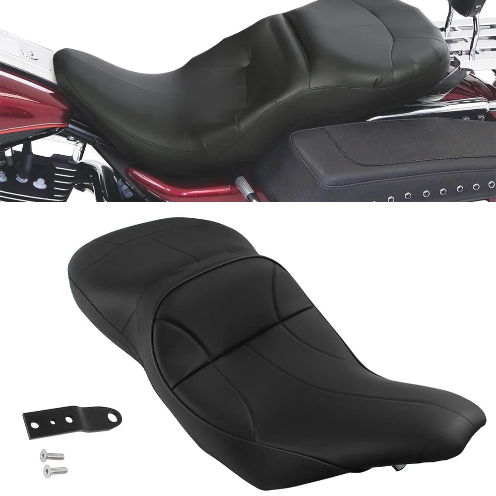 Motorcycle Black Two-Up Seat Driver Passenger Cushion For Harley Touring Electra for Seat 1997-2007 - Automotive LED Lig