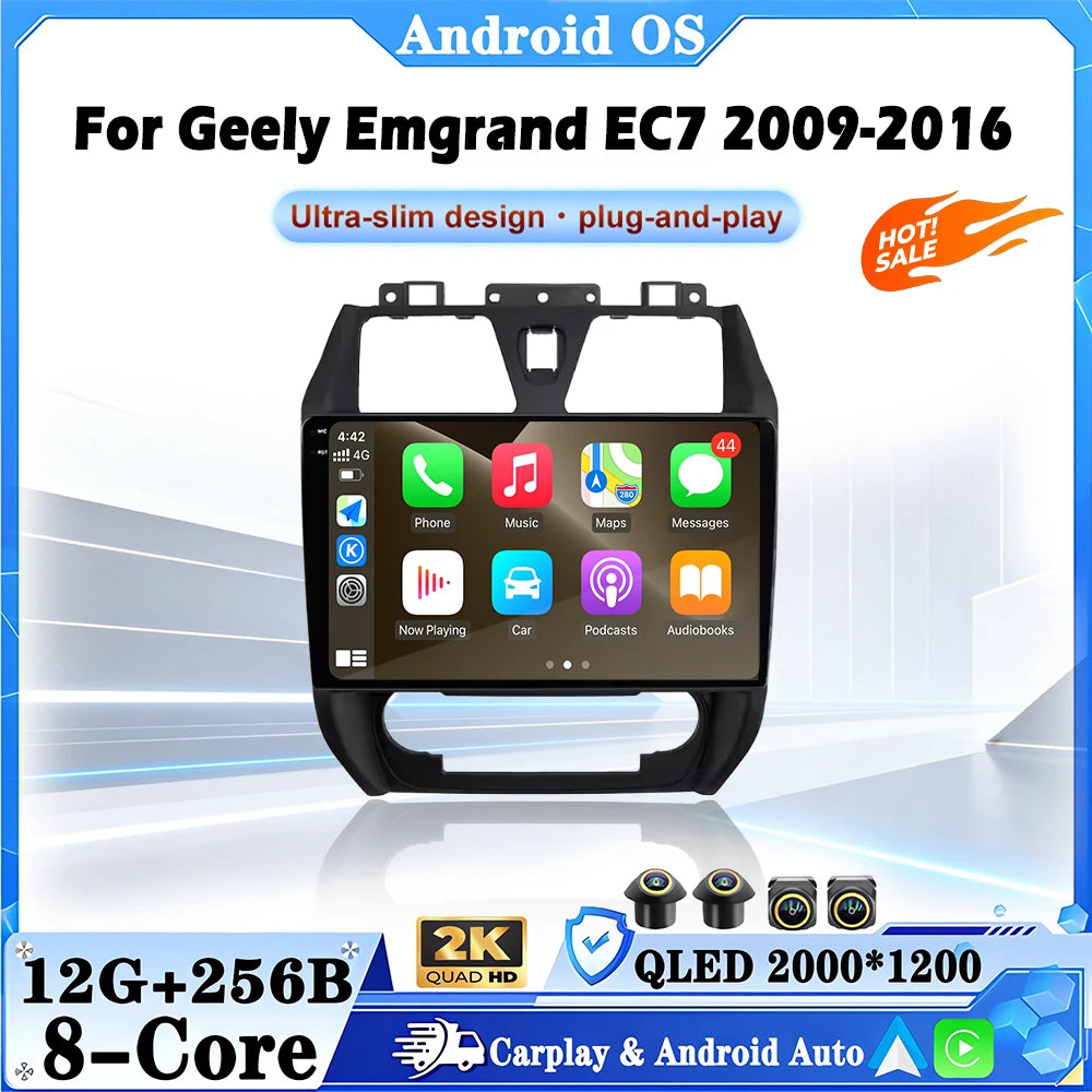 9 Inch QLED DSP Android 16 For Geely Emgrand EC7 2009-2016 Car Audio Player Autoradio Ster