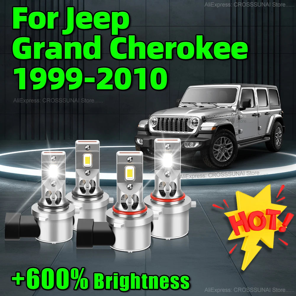 2/4Pcs 400W LED Light Mini Size Wireless HB3 HB4 Car Headlight with Fan 6000K For Jeep Gra