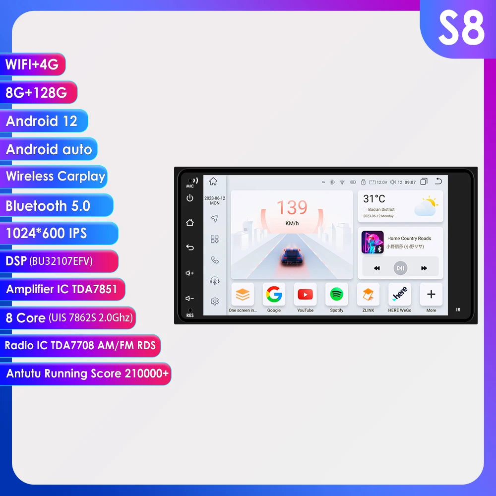 7"Universal Android Car Radio 4G Carplay for TOYATA RAV4 PRADO CAMRY COROLLA HIACE PREVIA