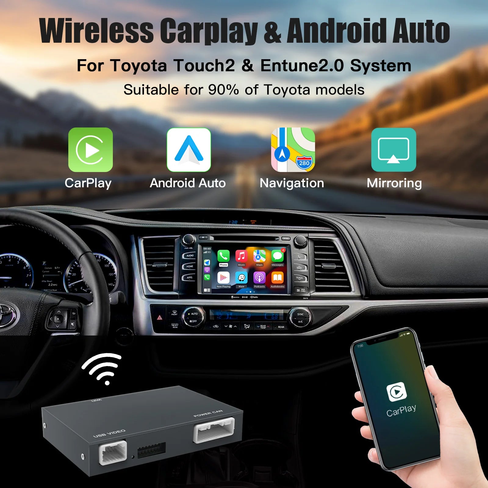CARABC Wireless Carplay Android Auto module For TOYOTA CHR Corolla Camry Auris prius RAV4  | AUTOKITSHOP
