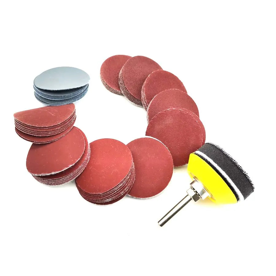 2" Sanding Disc Sand Paper Hook Loop Sander+Backer Pad+M6 Drill Adapter