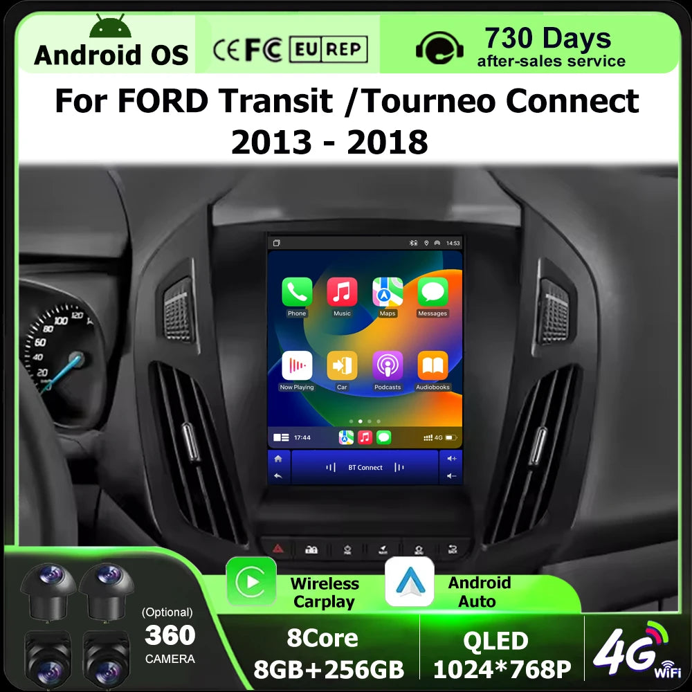 Android 16 Auto Carplay For FORD Transit /Tourneo Connect 2013-2018 Car Radio Multimedia V