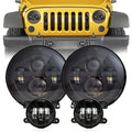 7 Inch Round LED Headlights 4 Inch Fog Lights Turn Signal Lamp For 2007-2018 Jeep Wrangler