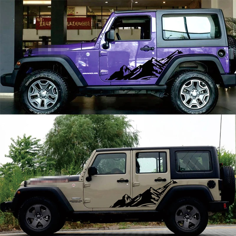 1 Pair Snow Mountain Car stickers Range Mountain Vinyl Car Decals Sticker For Jeep Wrangle