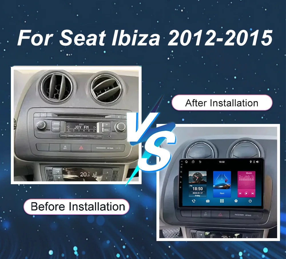 Android 16 For Seat Ibiza 2012 - 2015 Android Auto Radio Car Multimedia Video Player 4G WI