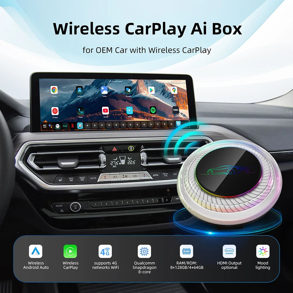 Android 13 AI Box QCM6125 For BMW Cars Wireless CarPlay For BMW ID6 ID7 ID8 ID9 Touch Scre