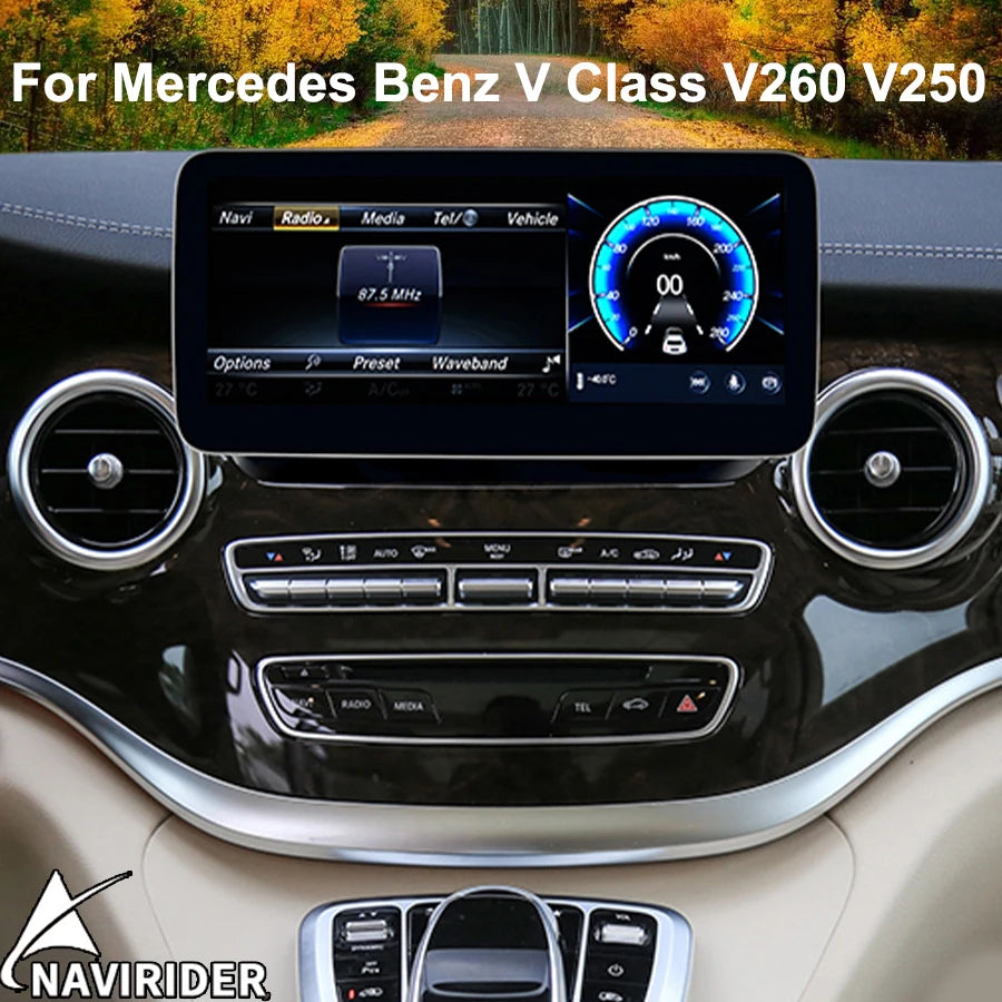 12.3" Android Qled Screen For Mercedes Benz V Class 2019 V260 V250 W447 2017 2019 GPS CARP