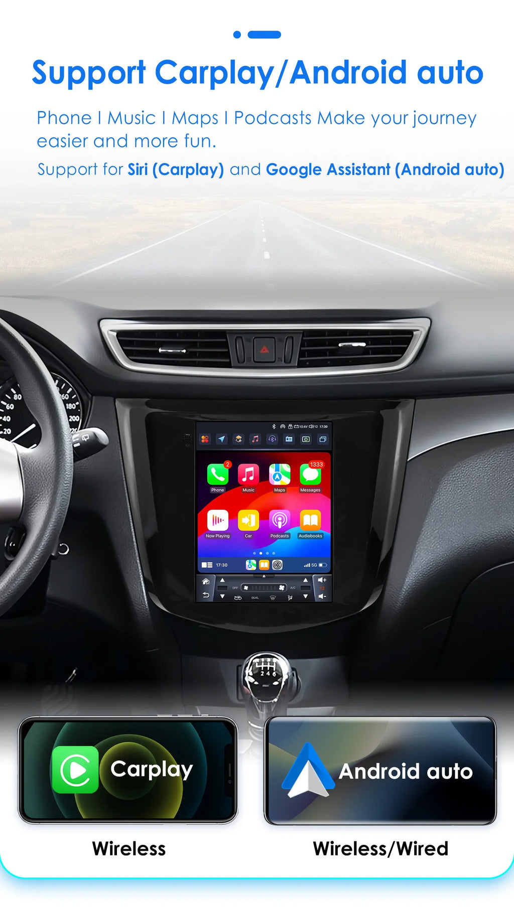 9.7"Carplay Android 14 Autoradio For Nissan Qashqai J11 / X-Trail 3 T32 2013-2017 multimed