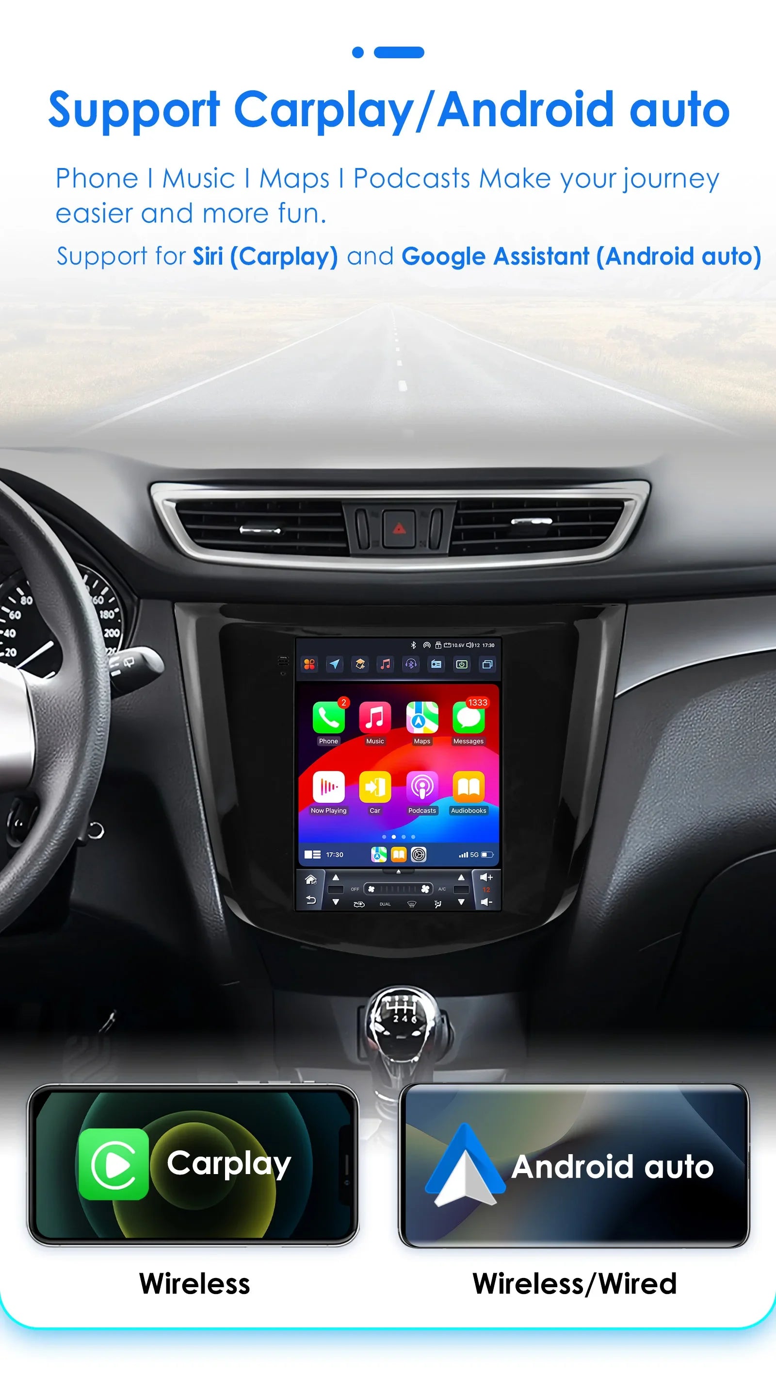 9.7"Carplay Android 14 Autoradio For Nissan Qashqai J11 / X-Trail 3 T32 2013-2017 multimed