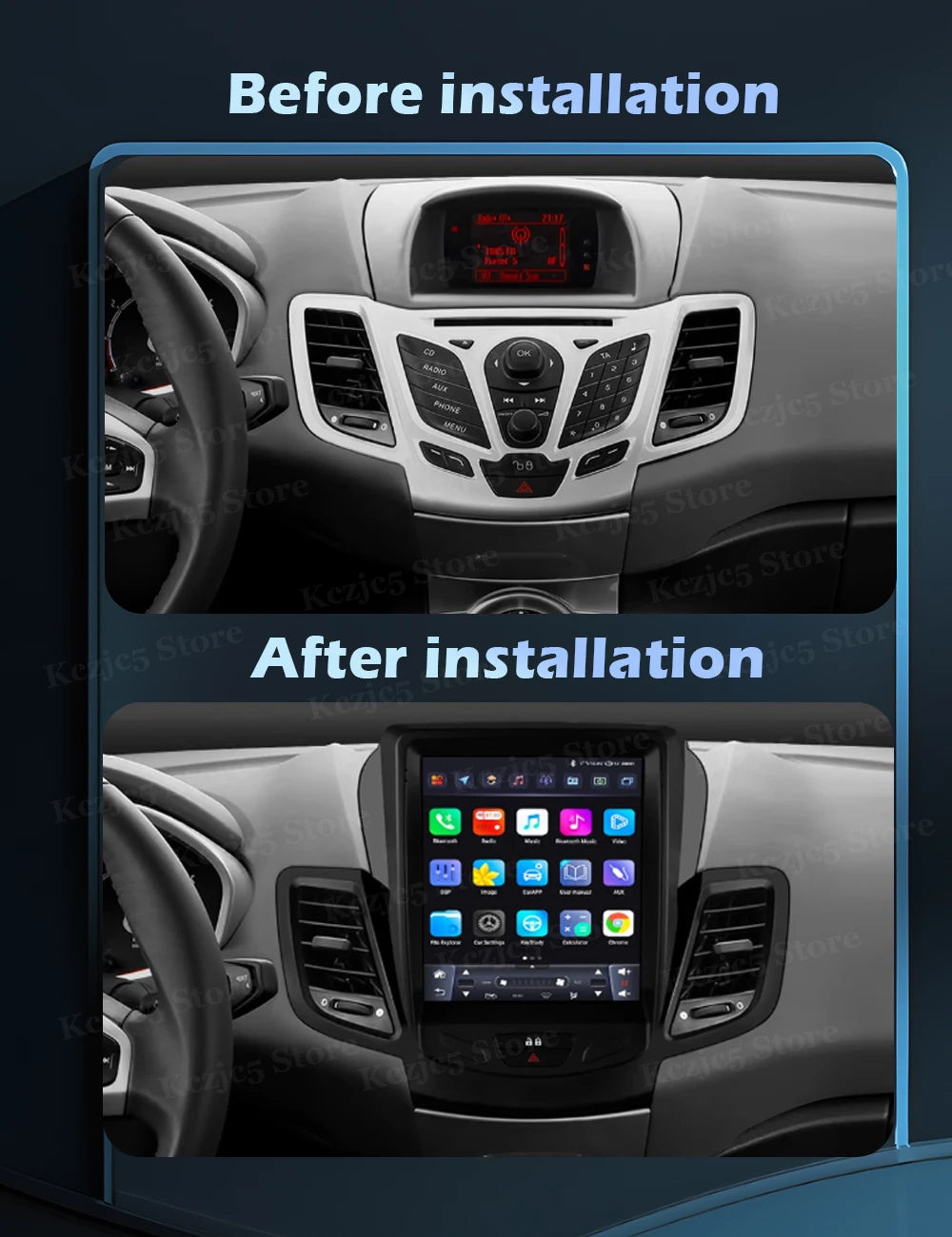 Wireless CarPlay For Ford Fiesta MK7 2009-2016 Android Auto Car Radio Multimedia Navigatio