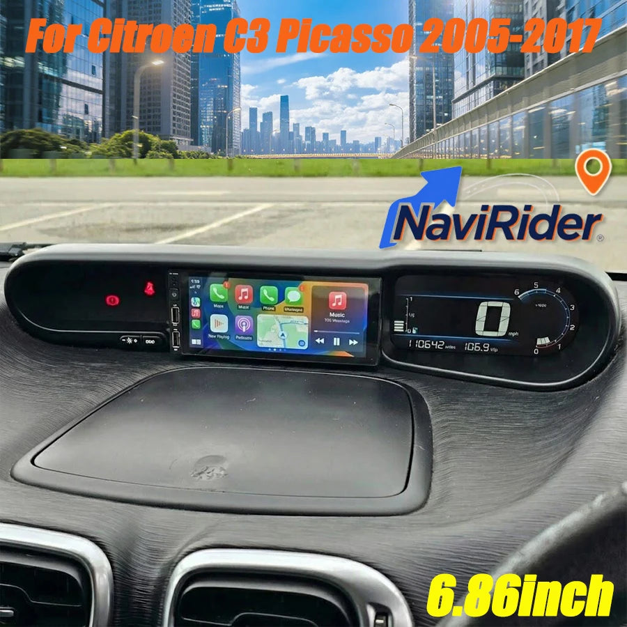 6.86" Android 15 Screen OEM Style Without DVD Deck For Citroen C3 Picasso 2005-2017 Car Mu