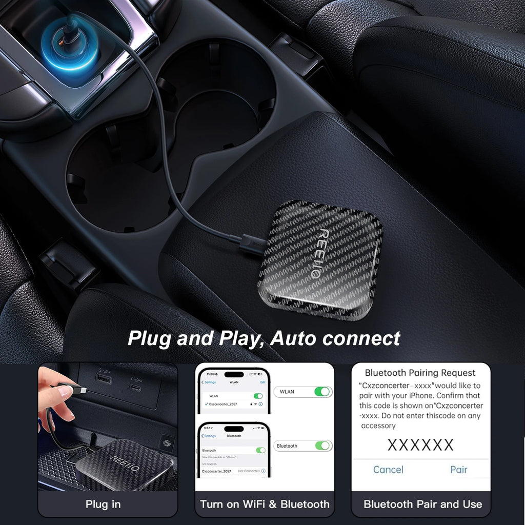 2025 Smart Mini AI Box Wireless Carplay Adapter Android Auto For Toyota VW Mazda Haval Hyu