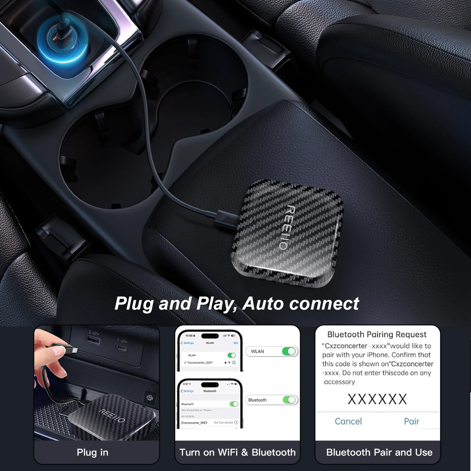 2025 Smart Mini AI Box Wireless Carplay Adapter Android Auto For Toyota VW Mazda Haval Hyu