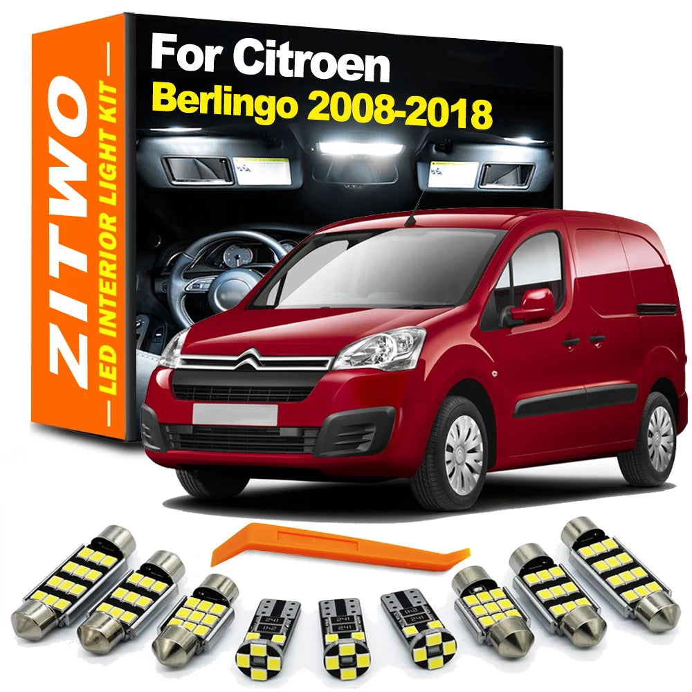 11Pcs Car LED Bulb For Citroen Berlingo 2008- 2012 2013 2014 2015 2016 2017 2018 for 2008-2012 - Canbus LED Car Light