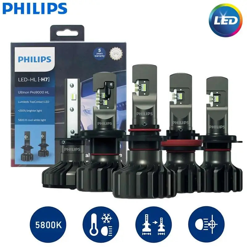 Philips Ultinon Pro9000 H1 H4 H7 LED H11 HB3 HB4 HIR2 Car Headlight 9005 9006 9012 5800K W