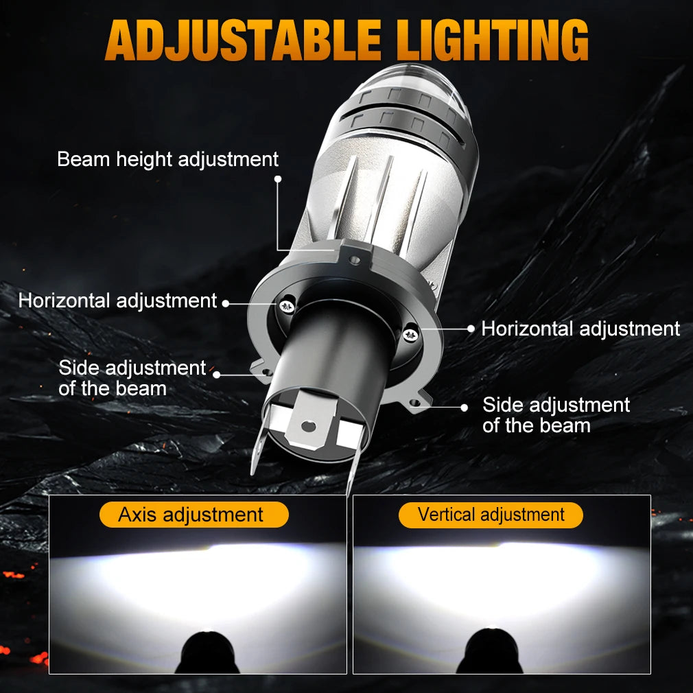 TOAUTO H4 LED Headlight Dualvision Projector Lens Canbus 30000LM 200W LED Light Hi/Low Lig