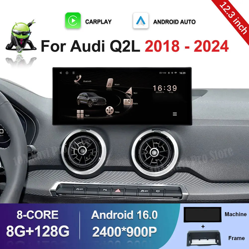 HD Touch Screen Wireless Carplay Android 16 for Audi Q2L 2018 - 2024 GPS Navigation Car Vi