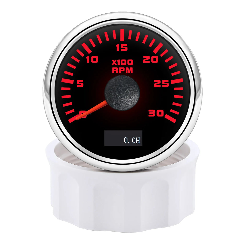 3000/4000/6000/7000/8000 RPM 52mm Boat Tachometer Hourmeter Gauge outboard rpm meter With Red Ba - Automotive LED Light