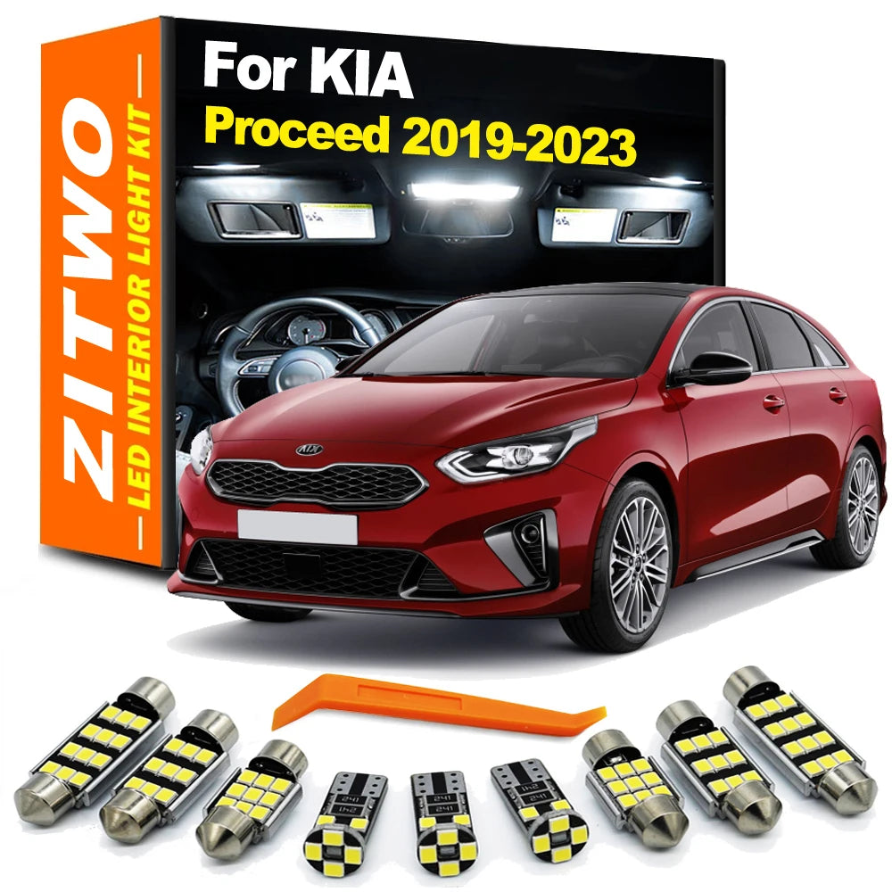ZITWO 12Pcs Canbus No Error LED Interior Map Dome Reading Light Kit For kia Proceed 2019 2020 2021 2022 2023 License Plate Bulb