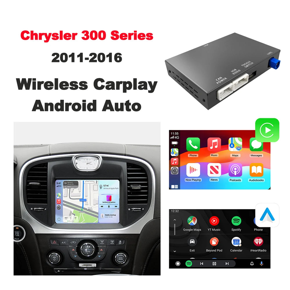 Wireless CarPlay Android Auto retrofit kit decoder box for Chrysler 300 Series 2011-2016