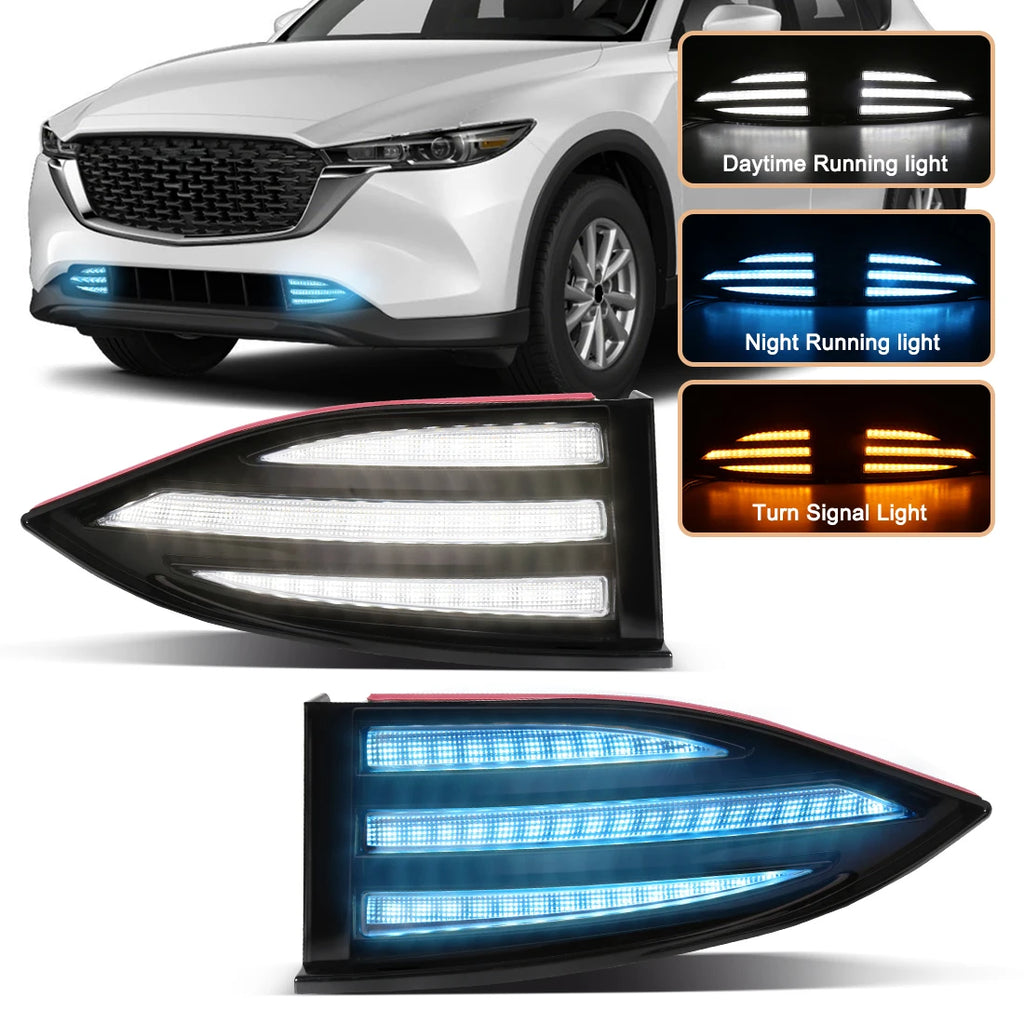 LED DRL For 2022 2023 Mazda CX5 CX-5 Daytime Running Lights Fog Dynamic Turn Signal Lamps  | AUTOKITSHOP