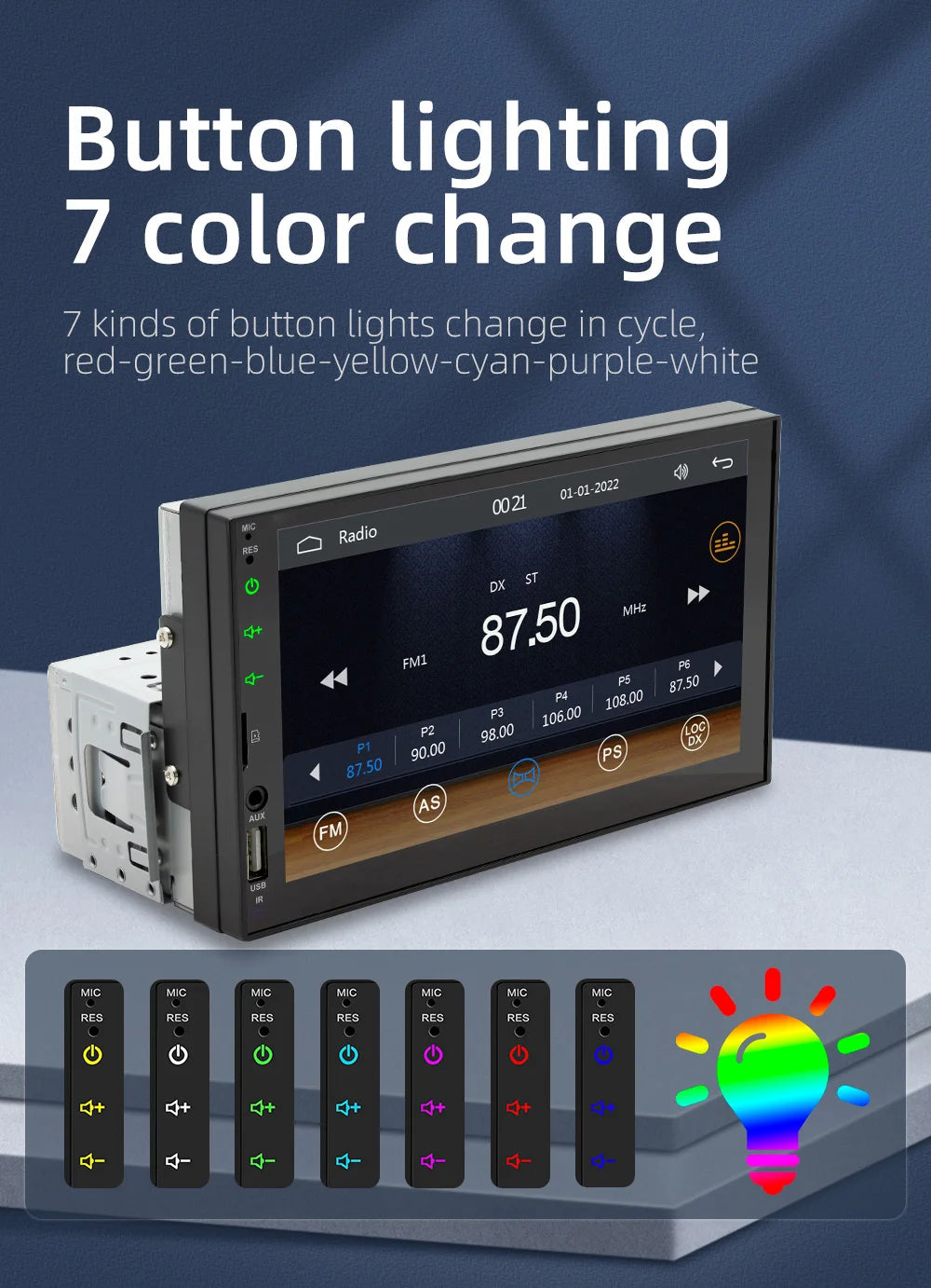 BQCC 7 Inch 1Din 2Din Car Radio Carplay Android Auto Multimedia Player HD Touch  Screen FM AUX BT MirrorLink Universal Car Audio