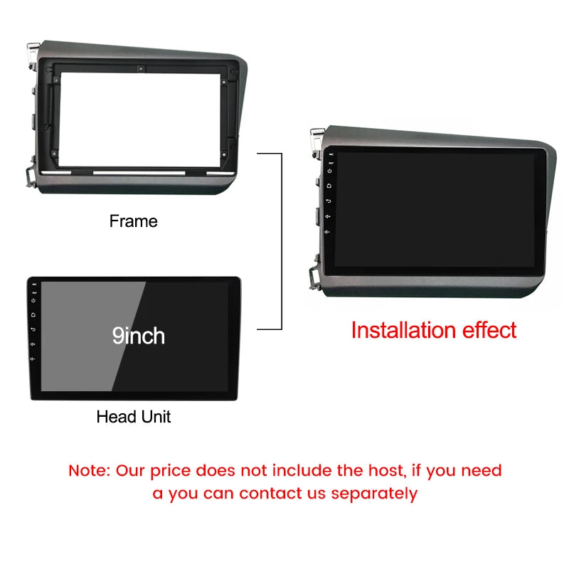For Honda Civic 2012 2013 2014 2015 For Android Car Radio Panel Fascia Frame Optional Acce