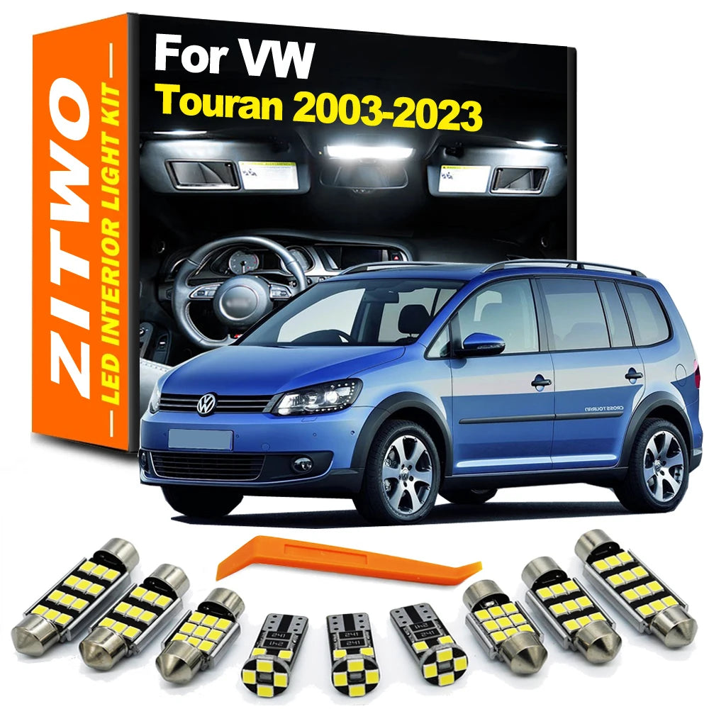 13Pcs Car Bulbs LED Interior Dome Map Ceiling Light Kit For VW Volkswagen Touran 1T 1T1 1T2 1T3 5T 5T1 2003- 2020 2021 2022 2023