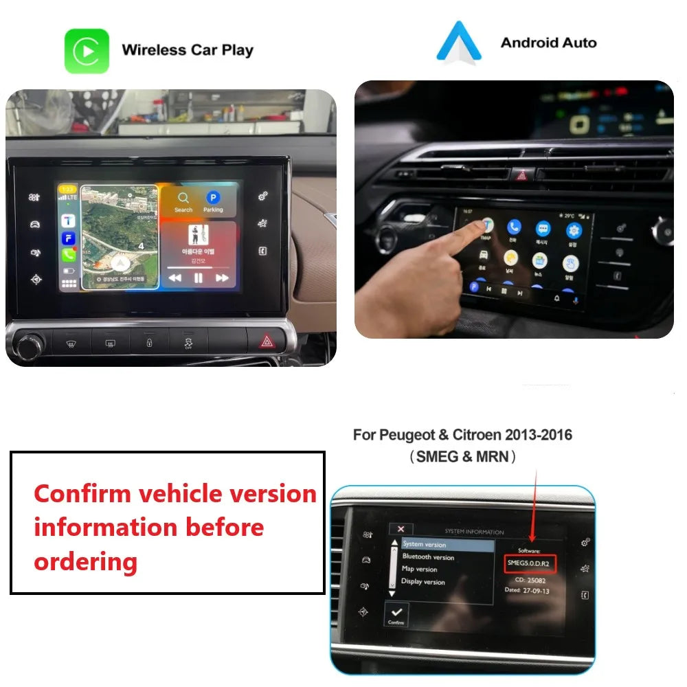 Wireless Android Auto & CarPlay Adapter for Peugeot Citroen DS4 DS3 C3 C4 C5 307 308 508 2