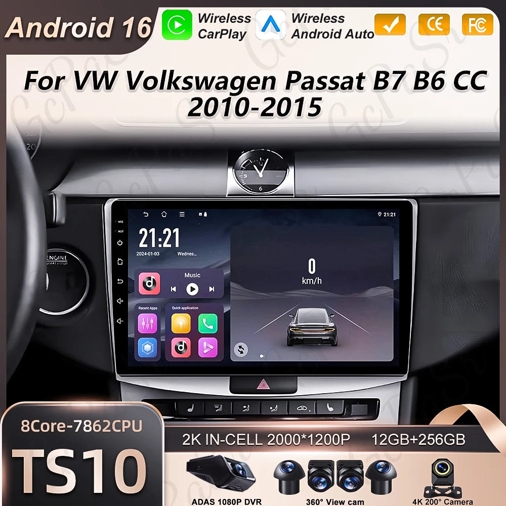 Carplay Car Radio For VW Volkswagen Passat B7 B6 CC Magotan 2007 - 2015 Android Auto GPS N | AUTOKITSHOP