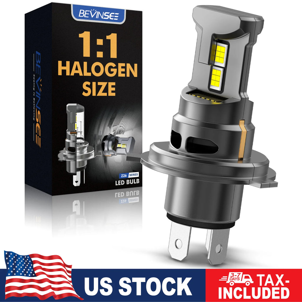 BEVINSEE H4 LED Motorcycle Headlight Bulb CANBUS Ready 35W 6000LM Hi/Lo Beam Plug&Play wit