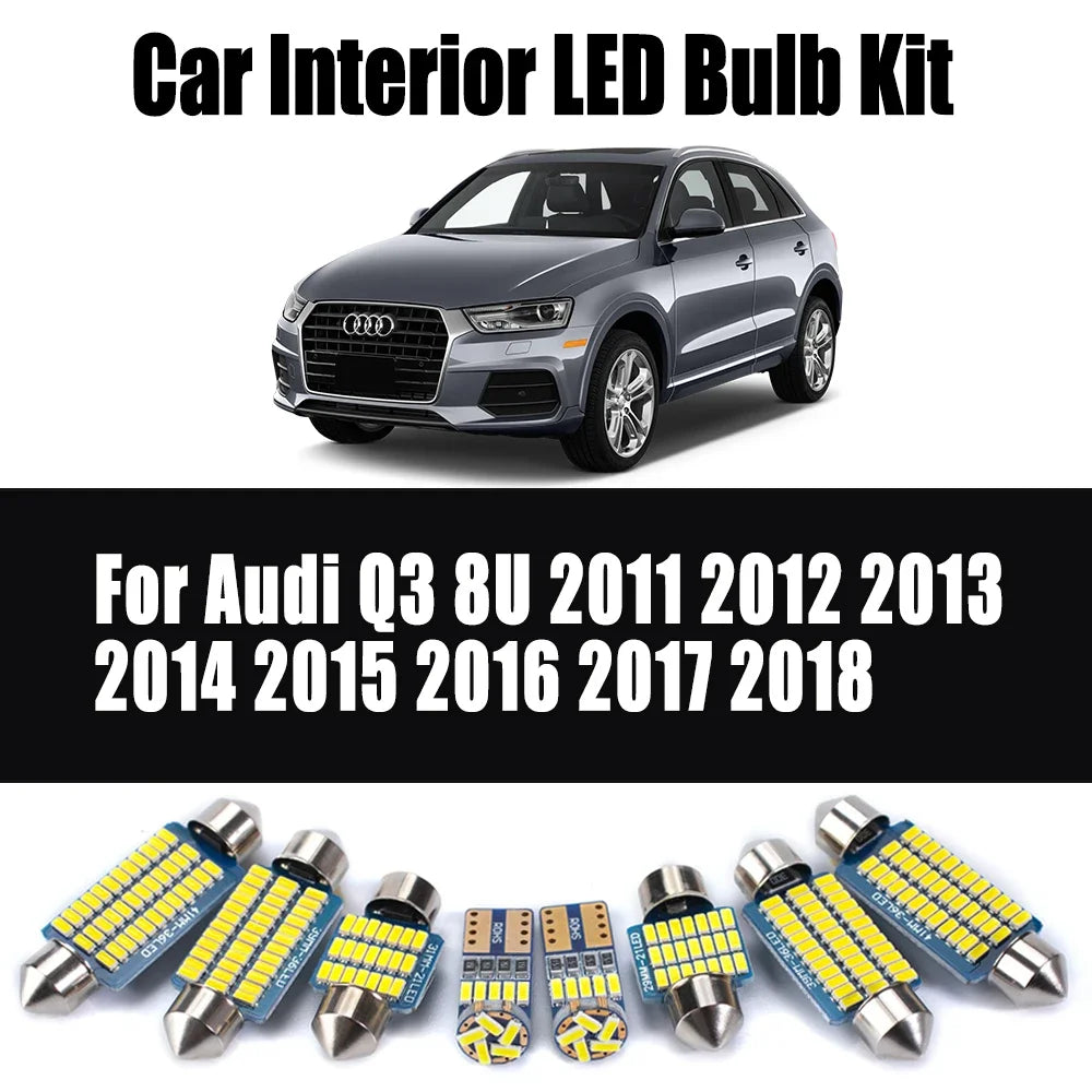 19-Piece LED Interior Light Kit for Audi Q3 8U 2011- 2014 - Canbus Dome Map Door Trunk Bulbs | AUTOKITSHOP